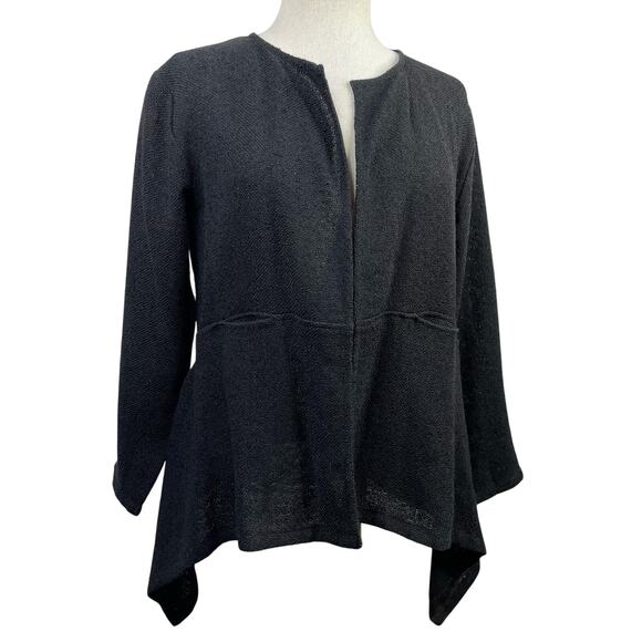 Masai Black Cotton Textured Draped Lagenlook Open Cardigan Sweater Jacket XS - Picture 2 of 8